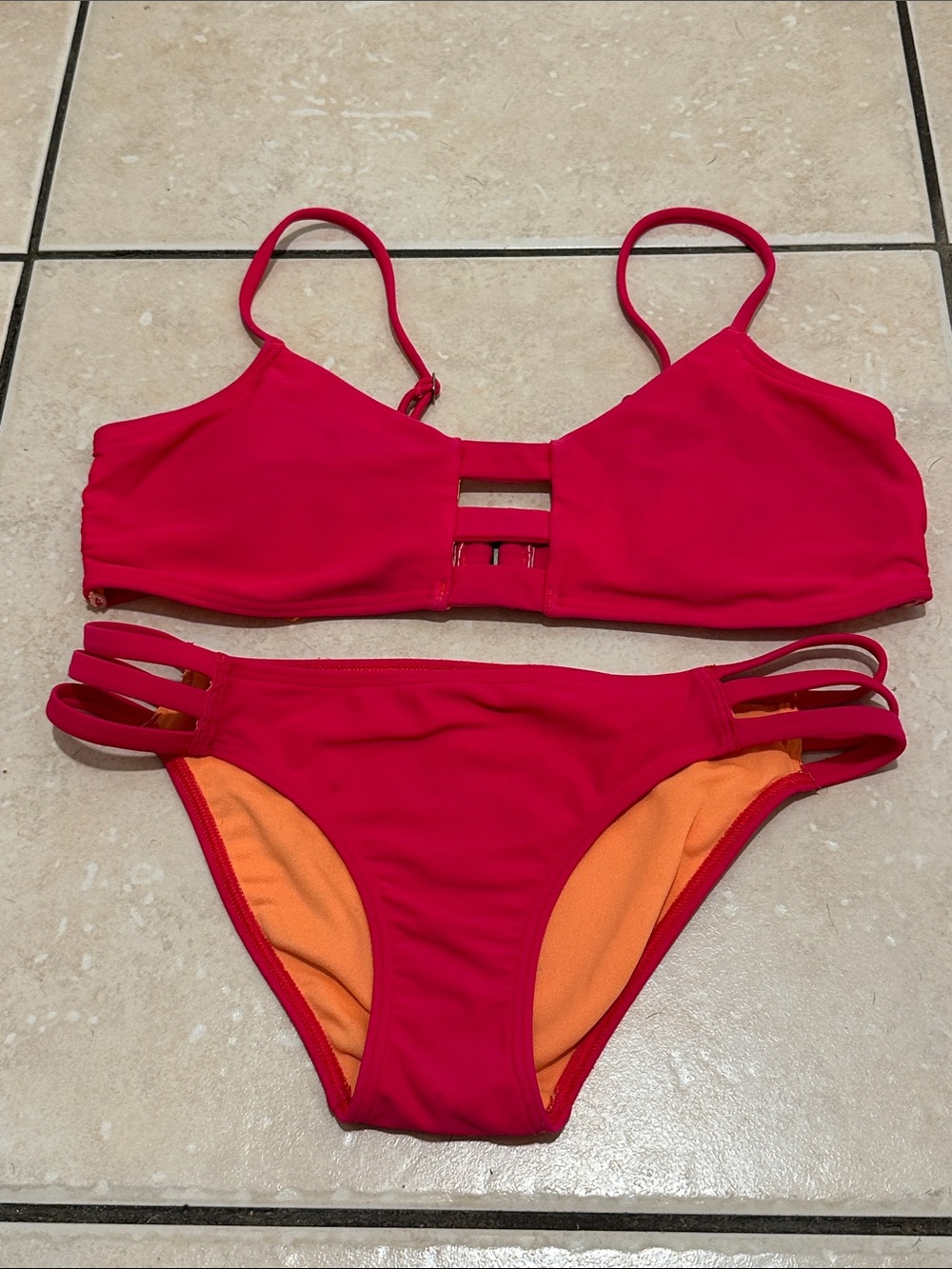 Hollister Red Strappy Two-Piece Bikini Set - Women Swim